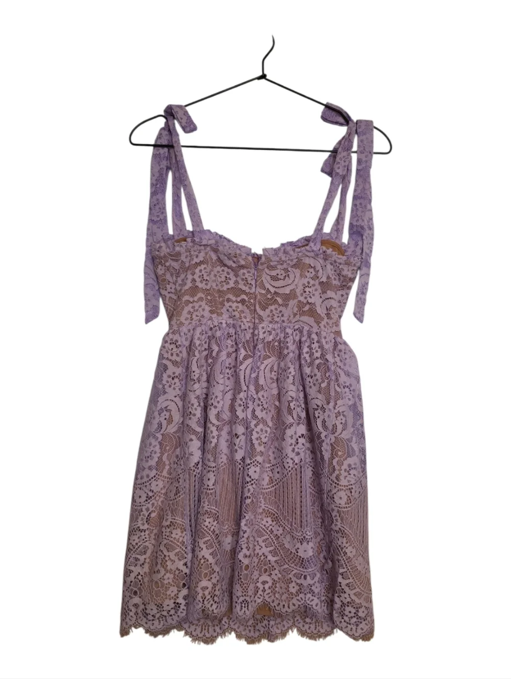 For Love & Lemons Valentina Lace Mini Dress Lavender XS - Picture 6 of 10